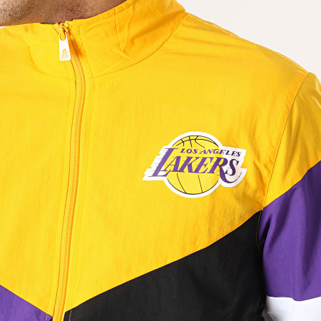 New Era - Veste Zippée NBA Colour Block Los Angeles Lakers Noir Blanc Jaune Violet