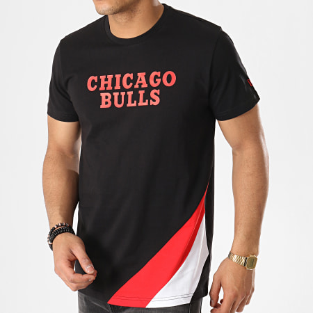 New Era - Tee Shirt NBA Colour Block Chicago Bulls Noir Rouge Blanc