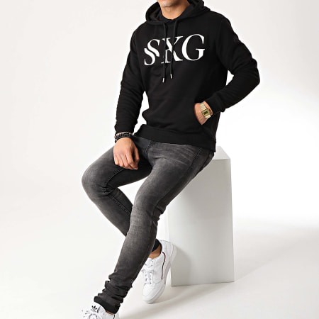 SKG - Felpa con cappuccio con logo nero