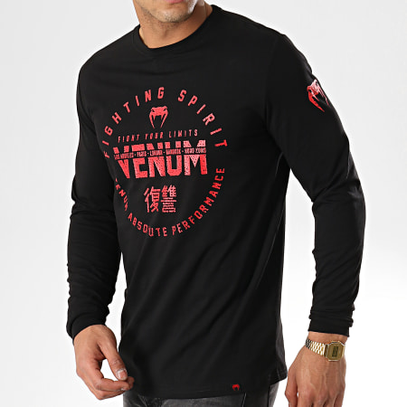 Venum - Tee Shirt Manches Longues Signature Noir Rouge