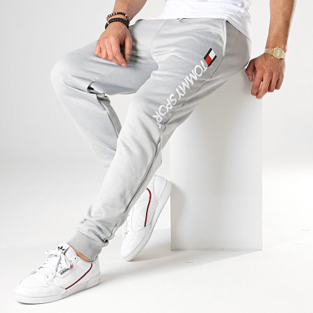 Tommy Hilfiger - Pantalon Jogging Vertical Logo 0071 Gris Chiné