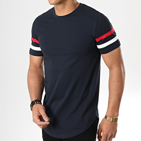 LBO - Tee Shirt Oversize Avec Bandes Tricolore 722 Bleu Marine