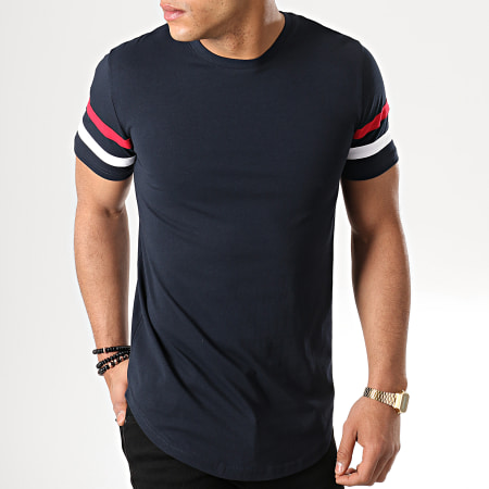 LBO - Tee Shirt Oversize Avec Bandes Tricolore 722 Bleu Marine