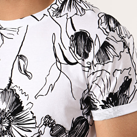 Aarhon - Tee Shirt Oversize 91312 Blanc Noir Floral