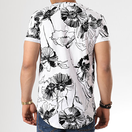 Aarhon - Tee Shirt Oversize 91312 Blanc Noir Floral