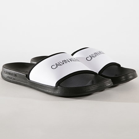 Calvin Klein - Claquettes Slide 377 Noir Blanc