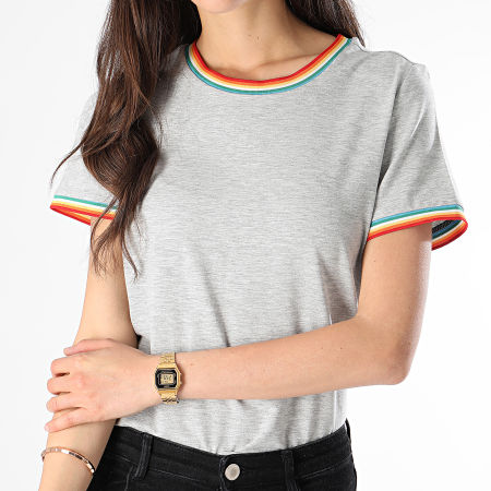 Only - Tee Shirt Femme Rainbow Gris Chiné