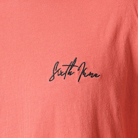 Sixth June - Tee Shirt Avec Bande M3693VTS Rouge Brique Noir