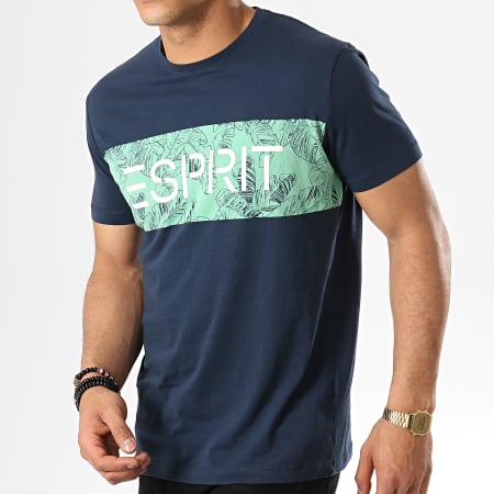 Esprit - Tee Shirt 049EE2K001 Bleu Marine Vert Clair