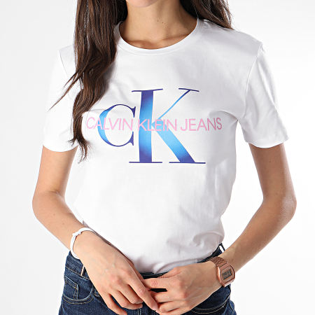 Calvin Klein - Tee Shirt Femme Monogram Logo 0517 Blanc