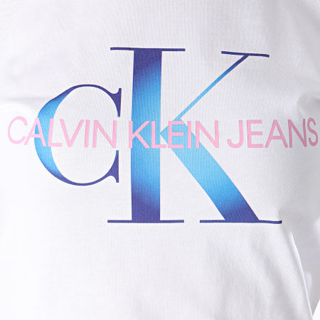 Calvin Klein - Tee Shirt Femme Monogram Logo 0517 Blanc