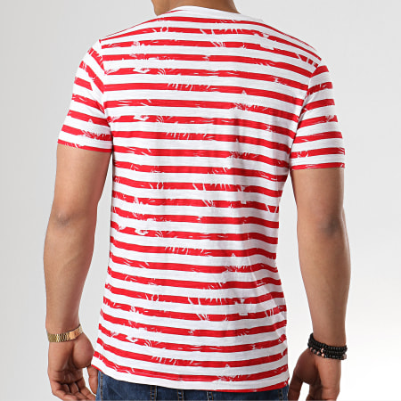 Paname Brothers - Tee Shirt Poche Turn Blanc Rouge Floral