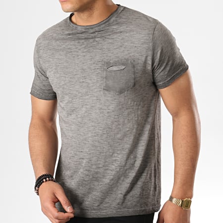 Paname Brothers - Tee Shirt Poche Titan Gris Anthracite Chiné