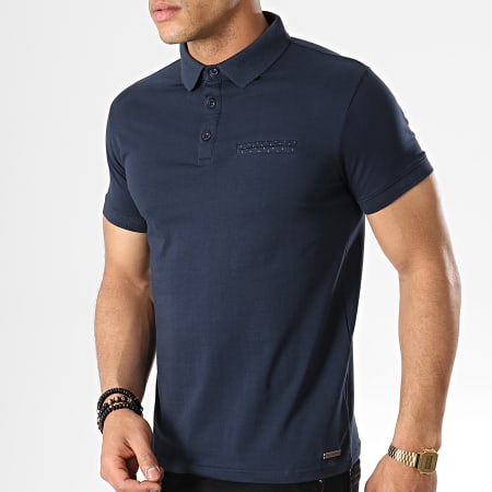 Paname Brothers - Polo Manches Courtes Pastel Bleu Marine 