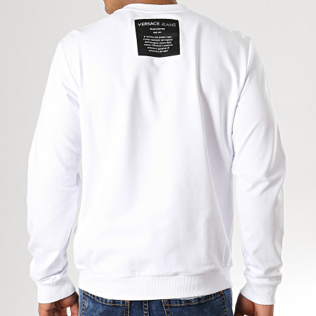 Versace Jeans Couture - Sweat Crewneck Avec Bandes Logo Tape B7GTB7F9-13850 Blanc Noir