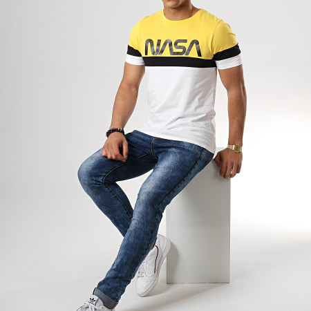 NASA - Tee Shirt Nastro Tricolore Bianco Giallo