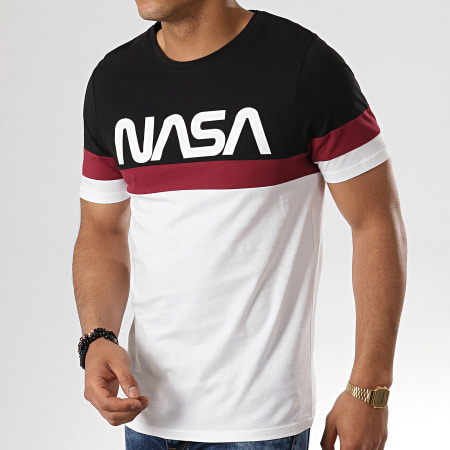 NASA - Tee Shirt Tape Tricolore Noir Blanc Bordeaux