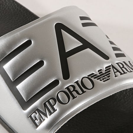 EA7 Emporio Armani - Claquettes Slipper Visibility XCP001-XCC22 Noir Argenté