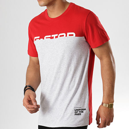 G-Star - Tee Shirt Graphic 13 D12990-336 Gris Chiné Rouge