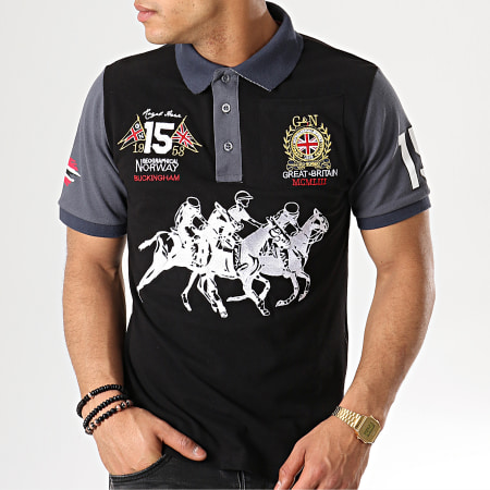 Geographical Norway - Polo Manches Courtes Koloclub Noir Gris Anthracite