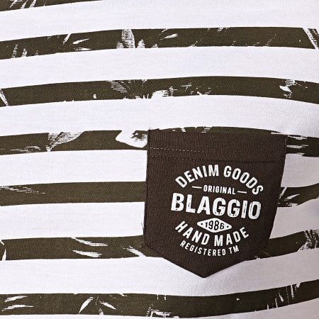 La Maison Blaggio - Tee Shirt Poche Mali Blanc Vert Kaki