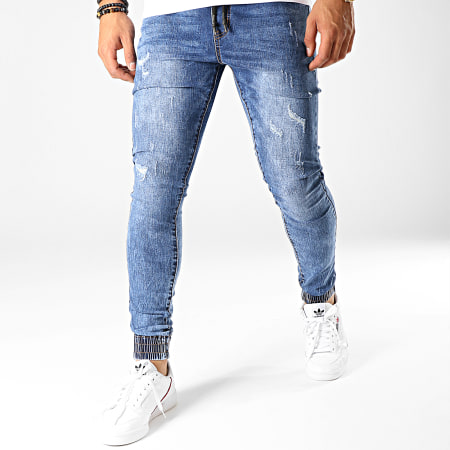 LBO - Jogger Pant Skinny Jeans Avec Dechirures LC20180426-1D Denim Bleu Medium