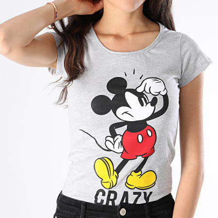 Mickey - Tee Shirt Femme Crazy Gris Chiné