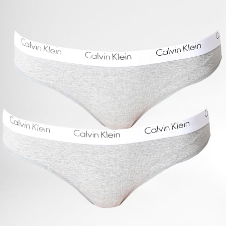 Calvin Klein - Lot De 2 Strings Femme QD3583E Gris Chiné