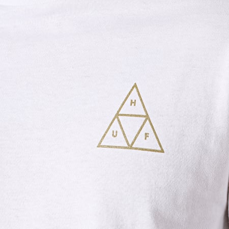 HUF - Tee Shirt Manches Longues Prestige Triple Triangle Blanc Doré