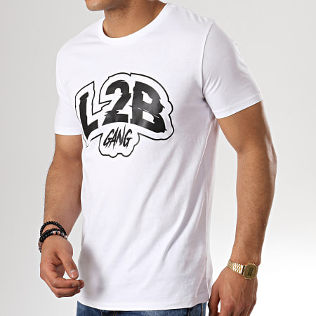 L2B Gang - Maglietta con logo bianco e nero