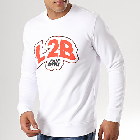L2B Gang - Felpa Logo Girocollo Bianco Rosso