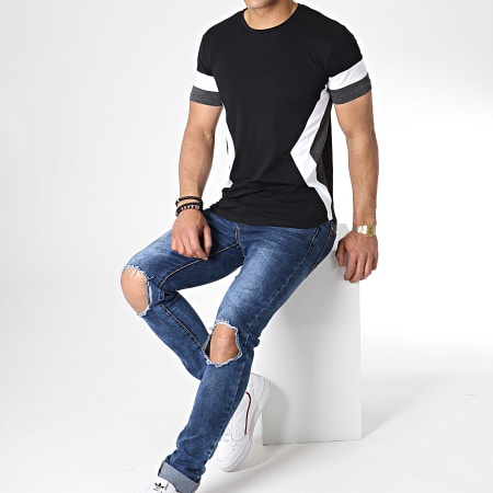 LBO - Tee Shirt Oversize Tricolore 755 Noir