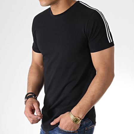 LBO - Tee Shirt Oversize Avec Bandes Noir Et Blanc 712 Noir