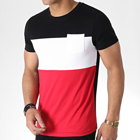 LBO - Tee Shirt Tricolore Avec Poche 723 Noir Blanc Rouge