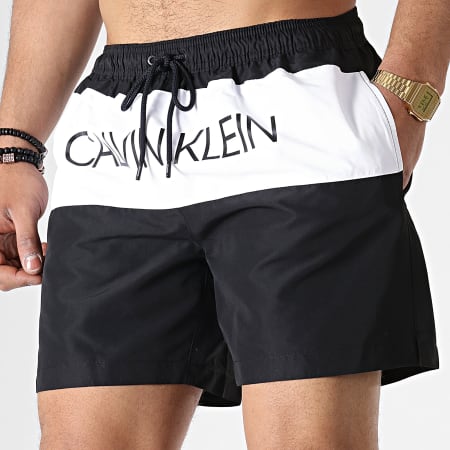 Calvin Klein - Short De Bain Medium Drawsting 0293 Noir Blanc 