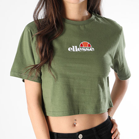 Ellesse - Tee Shirt Crop Femme Fireball SGB06838 Vert Kaki