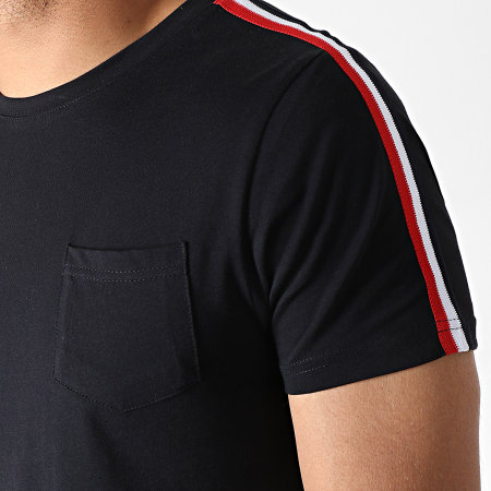 LBO - Tee Shirt Poche Avec Bandes Tricolores 725 Noir