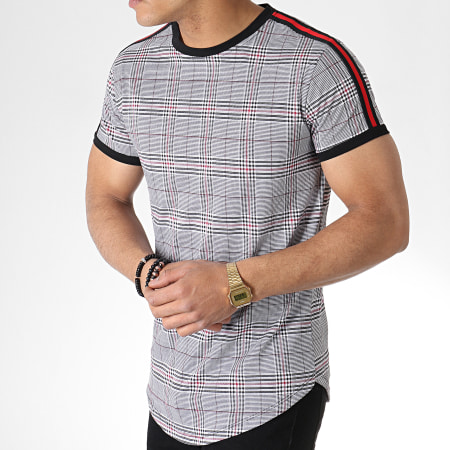 MTX - Tee Shirt Oversize Avec Bandes TM0103 Gris Noir Rouge