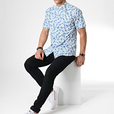 Only And Sons - Chemise Manches Courtes Soby SS AOP Blanc Bleu Marine Floral