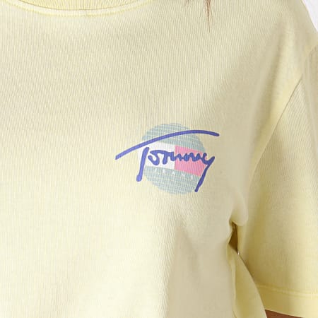 Tommy Jeans - Tee Shirt Femme Summer Circle Signature 6698 Jaune