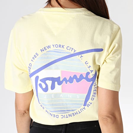 Tommy Jeans - Tee Shirt Femme Summer Circle Signature 6698 Jaune