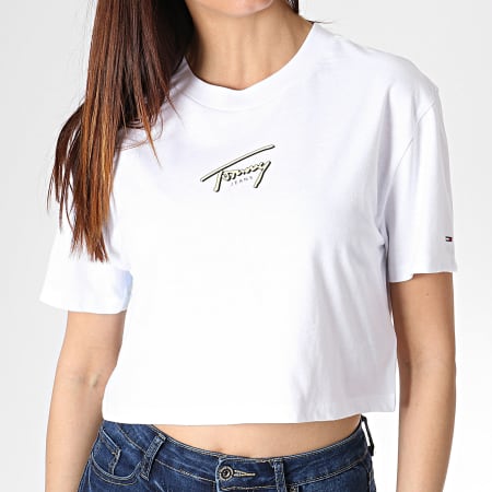 Tommy Hilfiger - Tee Shirt Femme Crop Summer Retro 6703 Blanc
