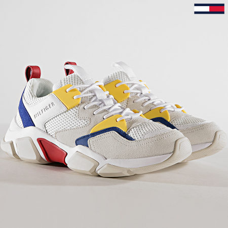 Tommy Hilfiger - Baskets Chunky Material Mix Trainer FM0FM02281 White Yellow  