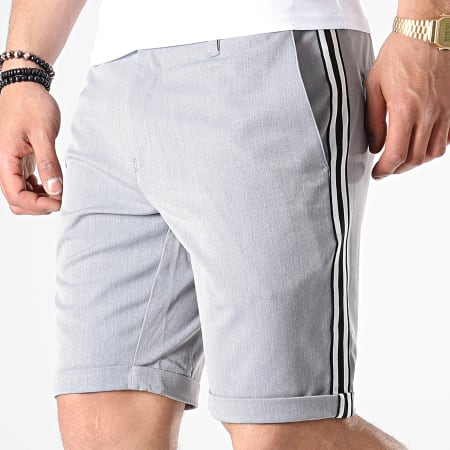 Indicode Jeans - Short Chino A Bandes Nelson Gris Chiné