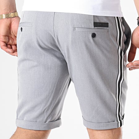 Indicode Jeans - Short Chino A Bandes Nelson Gris Chiné