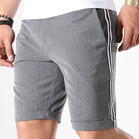 Indicode Jeans - Short Chino A Bandes Nelson Gris Anthracite