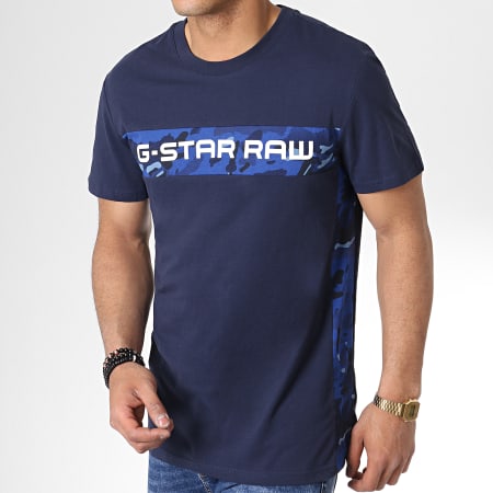 G-Star - Tee Shirt Graphic 7 D12868-336 Bleu Marine Camouflage 