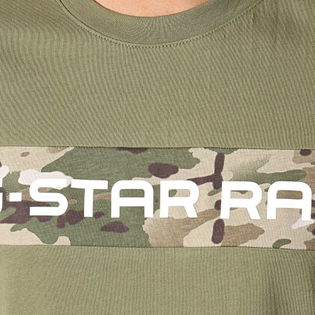 G-Star - Tee Shirt Graphic 7 D12868-336 Vert Kaki Camouflage 
