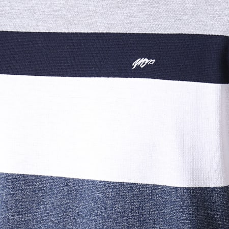 MZ72 - Tee Shirt Troupe Gris Chiné Blanc Bleu Marine