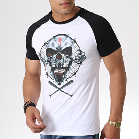 25G - Tee Shirt Raglan Skull XXVG Blanc Noir